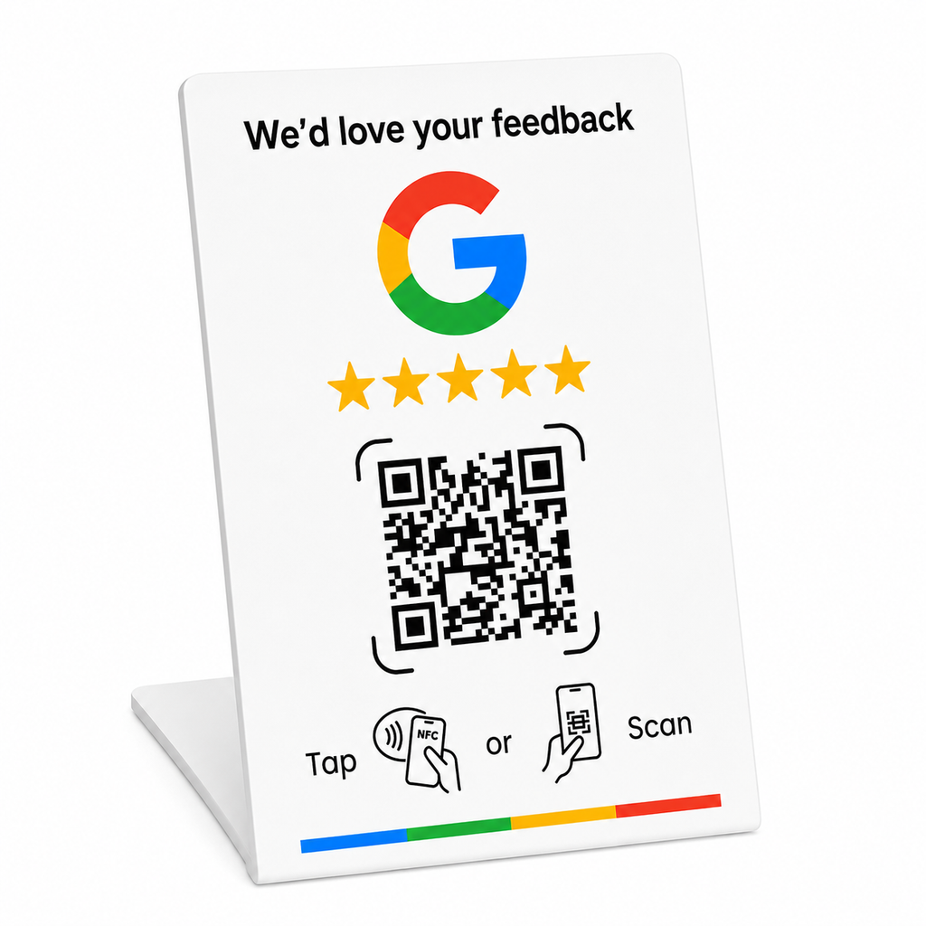 Soportes NFC y QR Google Reviews PVC - 7,6 x 12,75cm