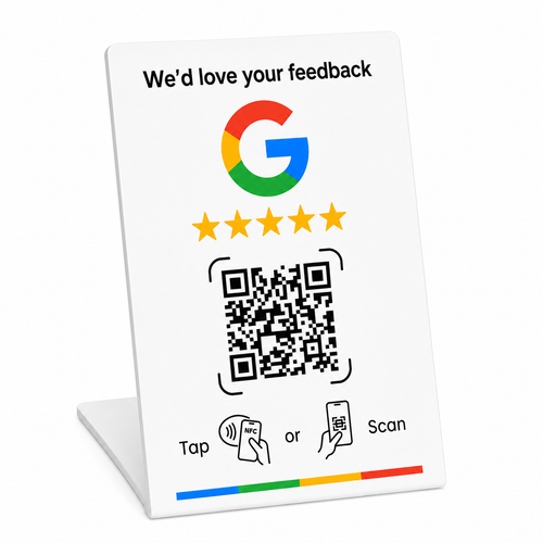 Soportes NFC y QR Google Reviews PVC - 7,6 x 12,75cm