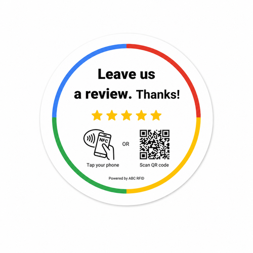 Placa redonda de PVC con QR y NFC Reviews Google - 10cm x 10cm