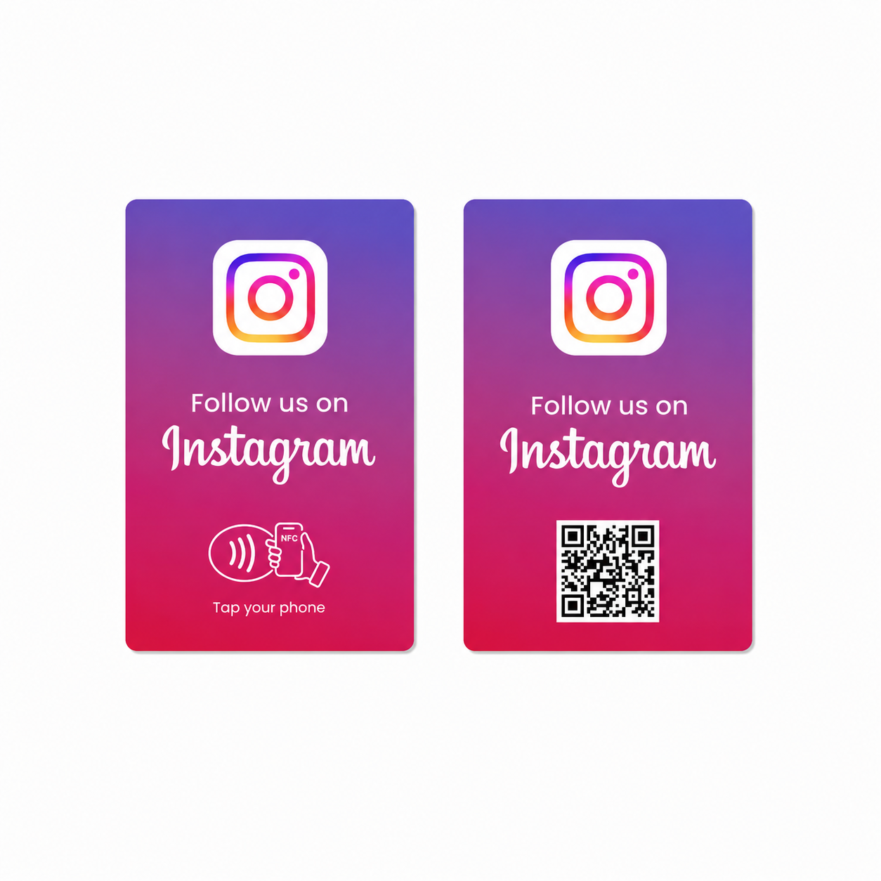 Tarjeta NFC y QR Instagram - PVC duradero 5,4cm x 8,56cm