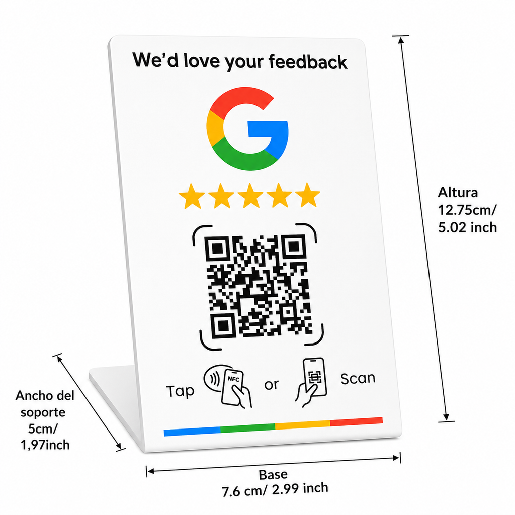 Soportes NFC y QR Google Reviews PVC - 7,6 x 12,75cm