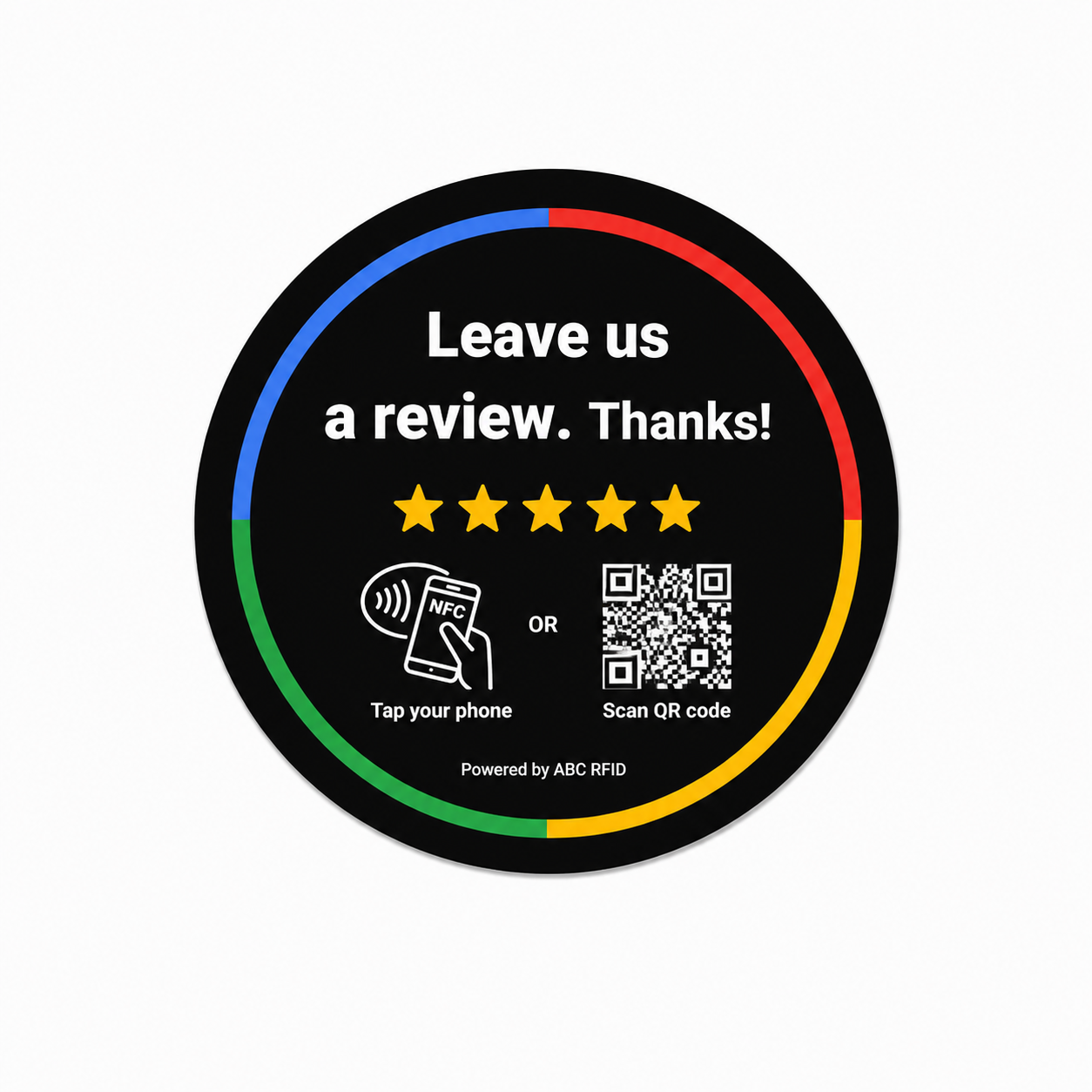 Placa redonda de PVC con QR y NFC Reviews Google - 10cm x 10cm