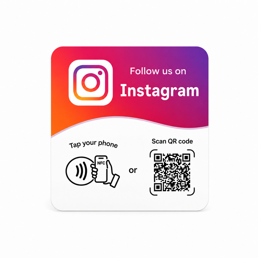 Placa NFC Instagram Adhesiva de PVC Duradero - 12cm x 12cm