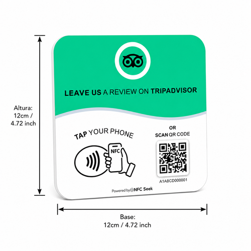 Placa NFC TripAdvisor Adhesiva de PVC Duradero 12cm x 12cm
