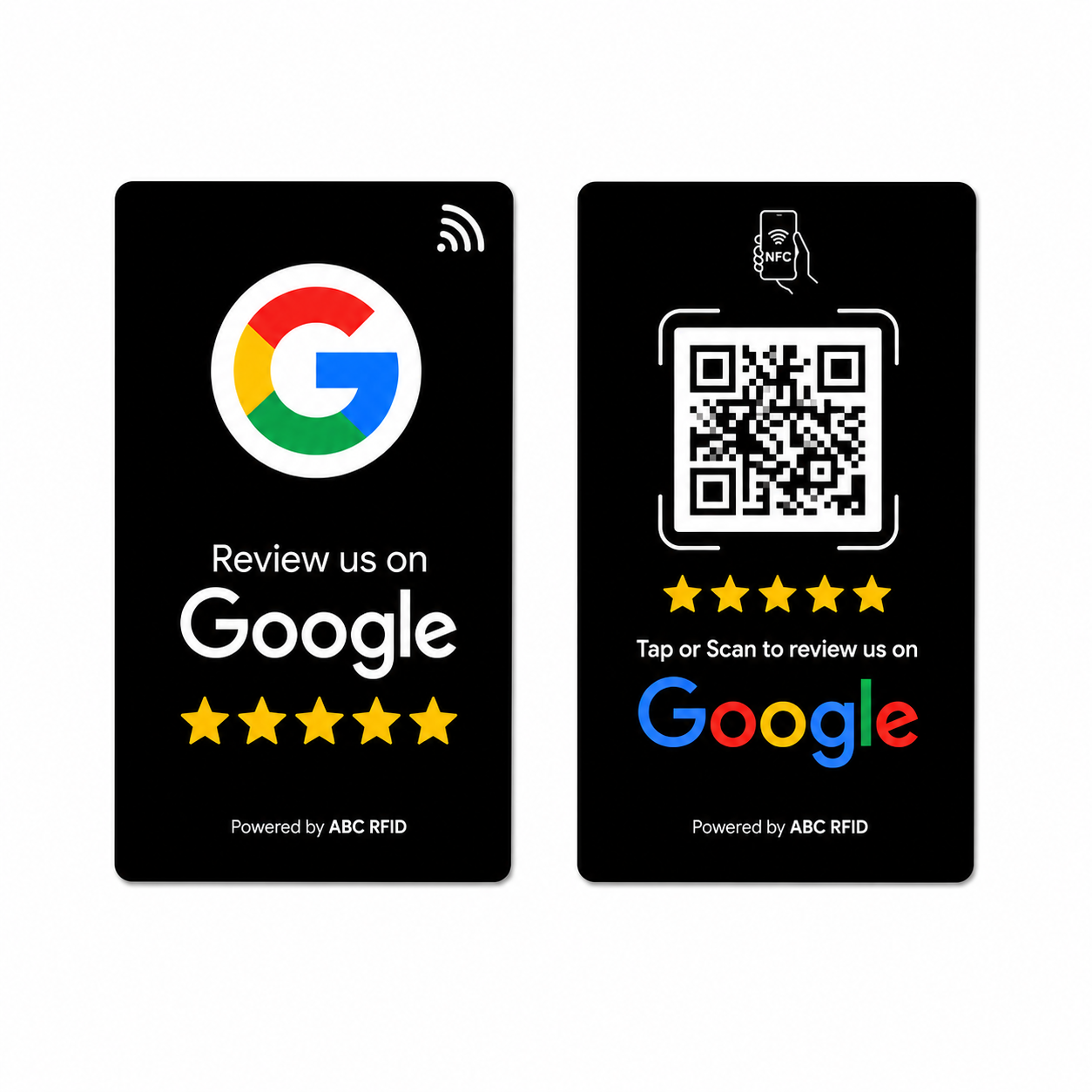 Tarjetas NFC y QR Google Revies - PVC Duradero 5,cm x 8,56cm
