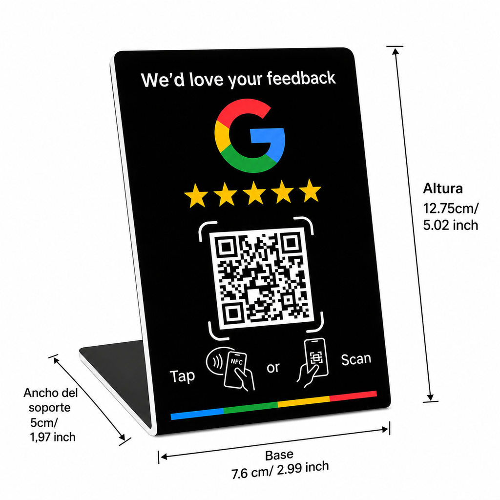 Soportes NFC y QR Google Reviews PVC - 7,6 x 12,75cm