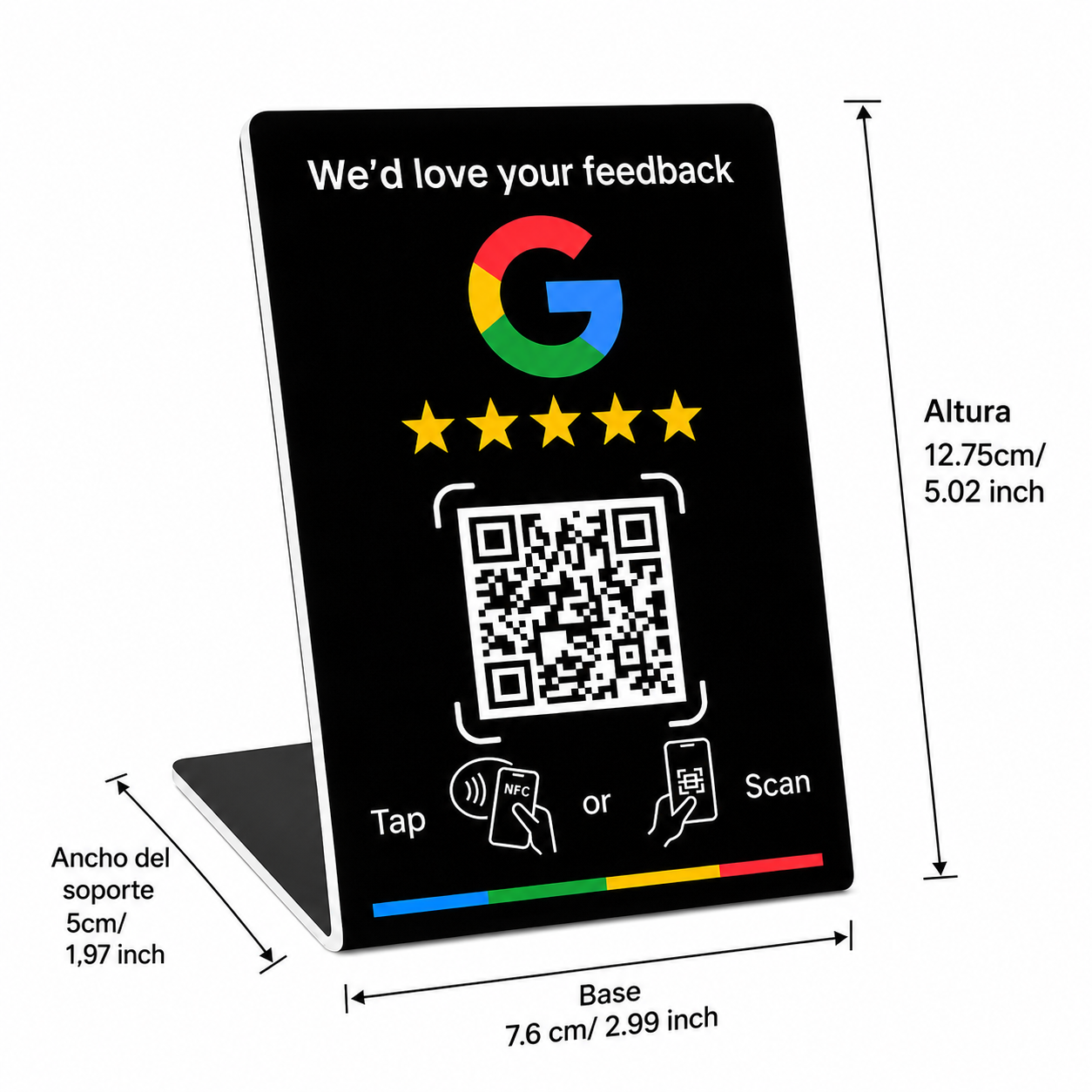 Soportes NFC y QR Google Reviews PVC - 7,6 x 12,75cm