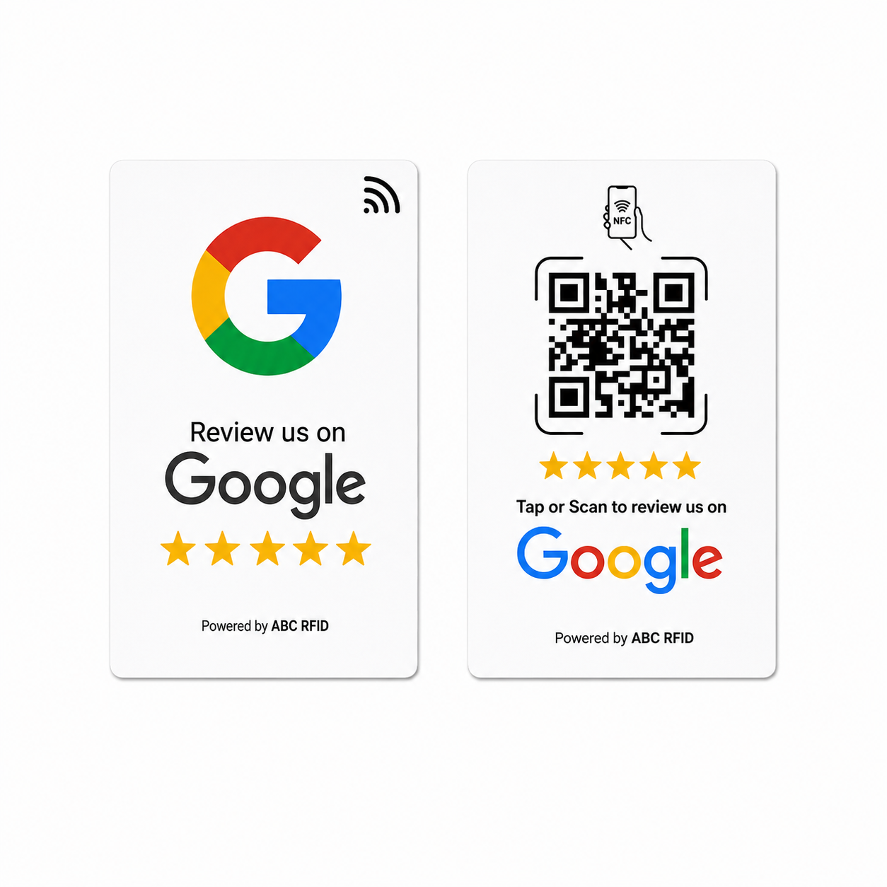 Tarjetas NFC y QR Google Revies - PVC Duradero 5,cm x 8,56cm