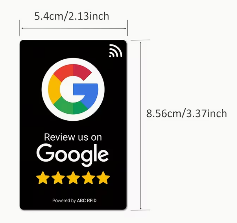 Tarjetas de integración de reseñas para Google - Toque NFC y código QR-  COLOR NEGRO