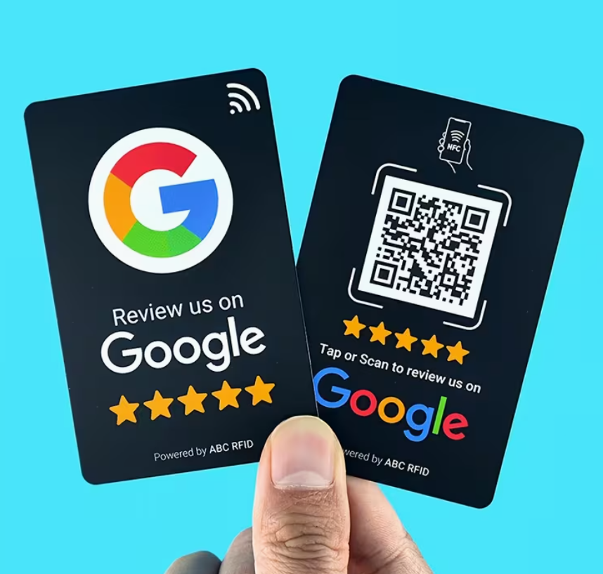 Tarjetas de integración de reseñas para Google - Toque NFC y código QR-  COLOR NEGRO