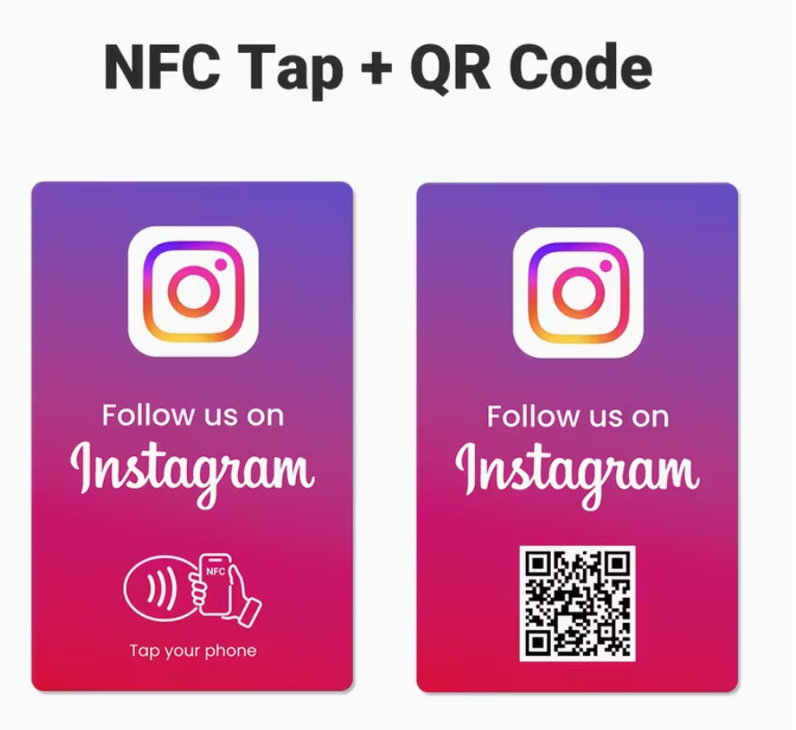 Tarjeta NFC para tocar y seguirnos con código QR, tarjeta de seguidores de Instagram,