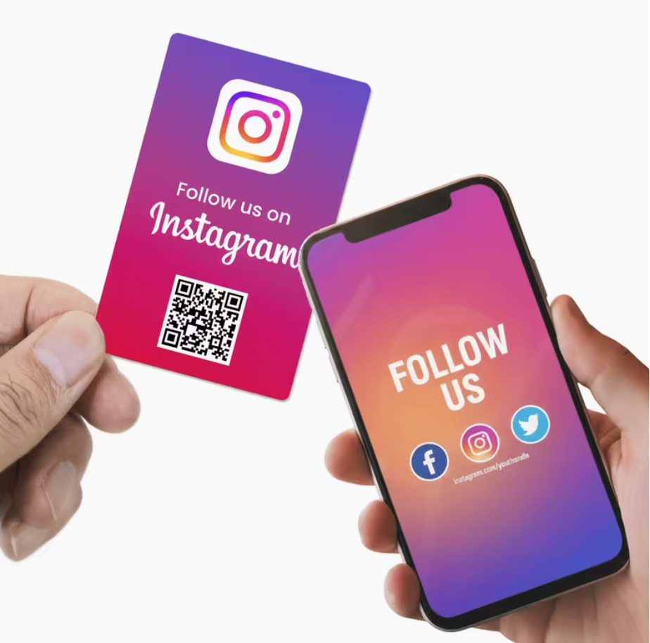 Tarjeta NFC para tocar y seguirnos con código QR, tarjeta de seguidores de Instagram,